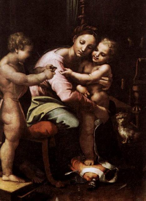 Madonna a gyermek Szent Jánossal (II) (Galleria Borghese) – Giulio Romano